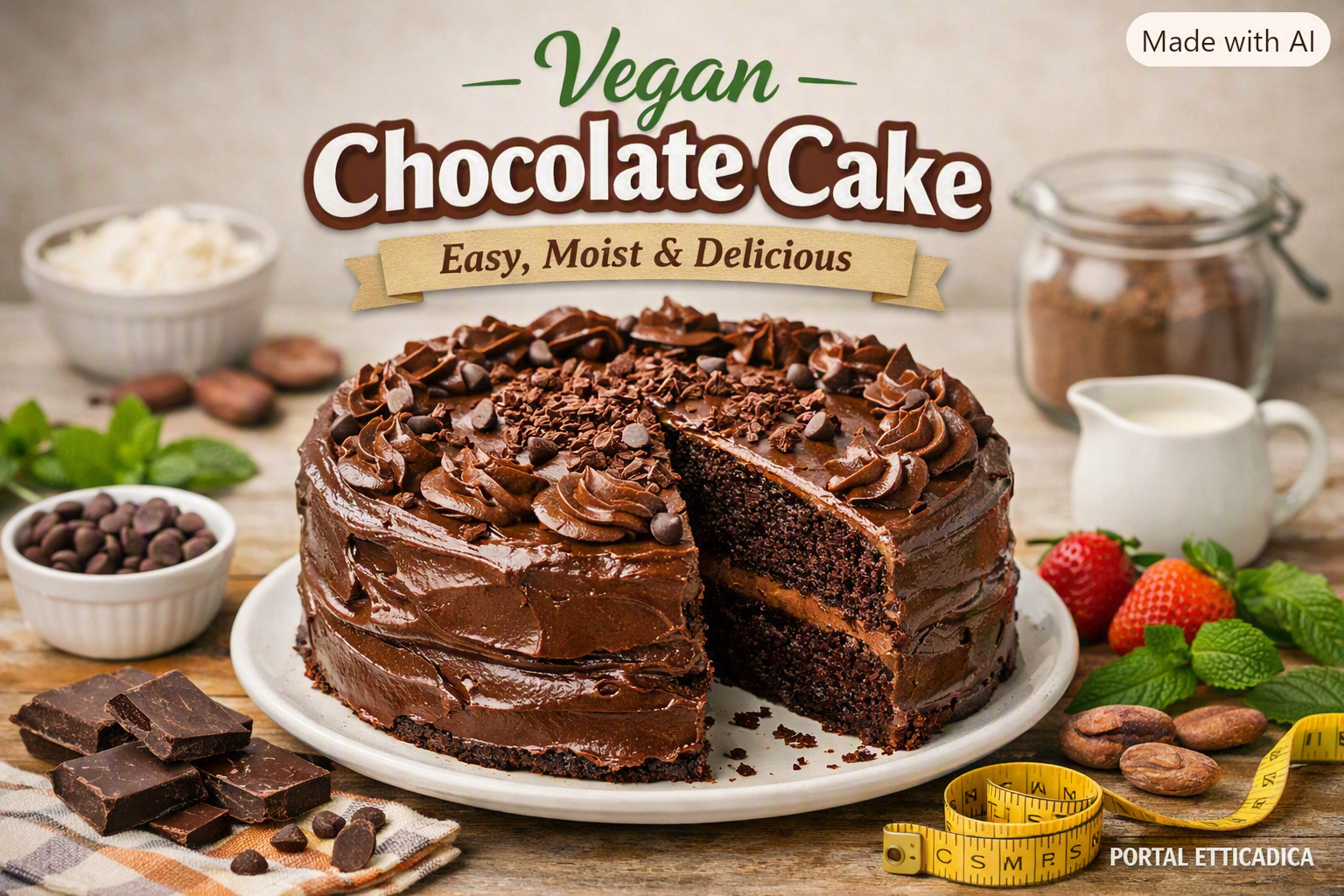Vegan Chocolate Cake Easy, Moist & Delicious